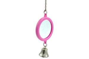 JK Spiegel mit Glocke - Vogelspielzeug rosa